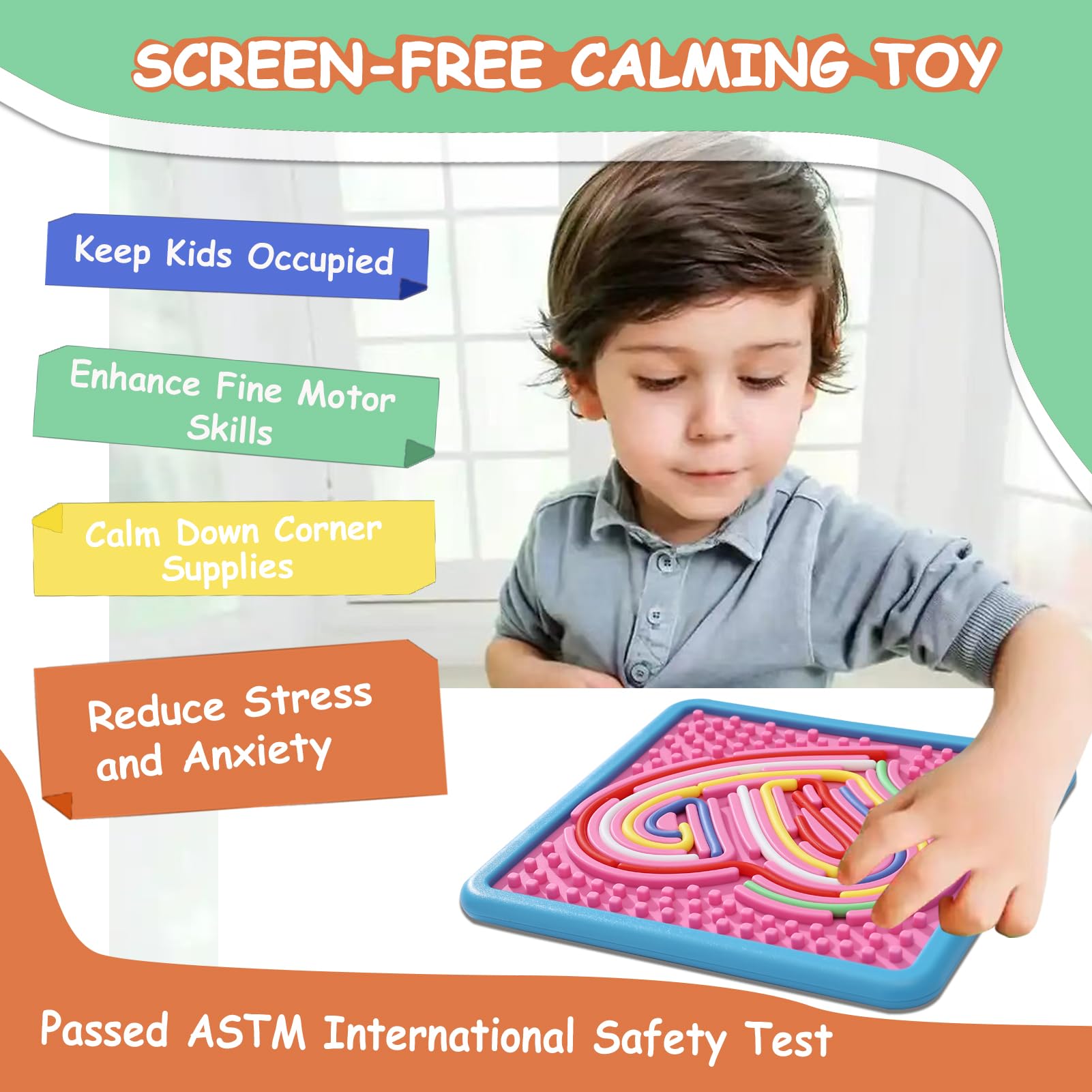 HAPATOYS dual-sided design offers two patterns for varied sensory play.