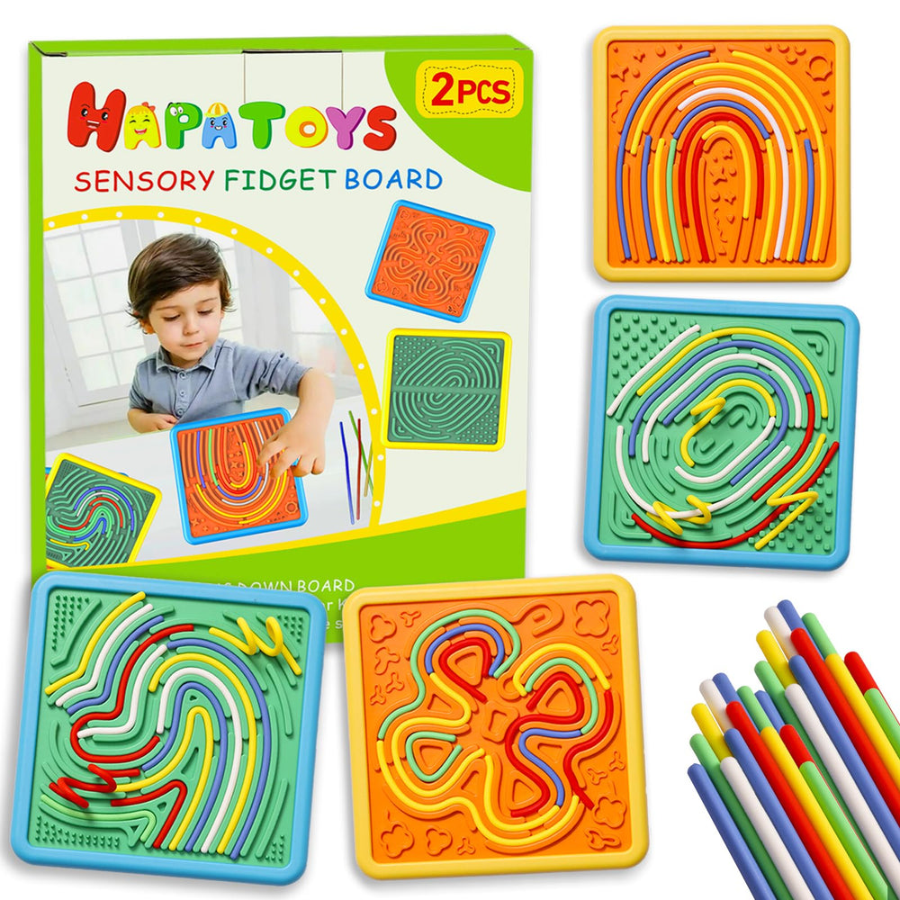 HAPATOYS sensory board front view showing dual sides for quiet focus