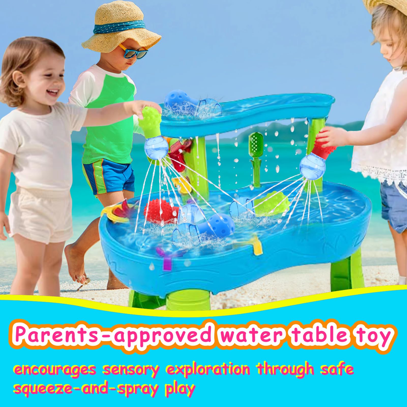 HAPATOYS bath toy with three textured surfaces to support color learning.