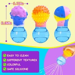 HAPATOYS soft silicone bath toy with varied textures for gripping