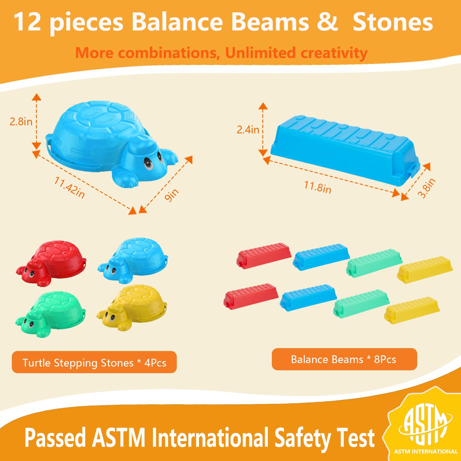 HAPATOYS Turtle stepping stones with textured surfaces for safe balance practice