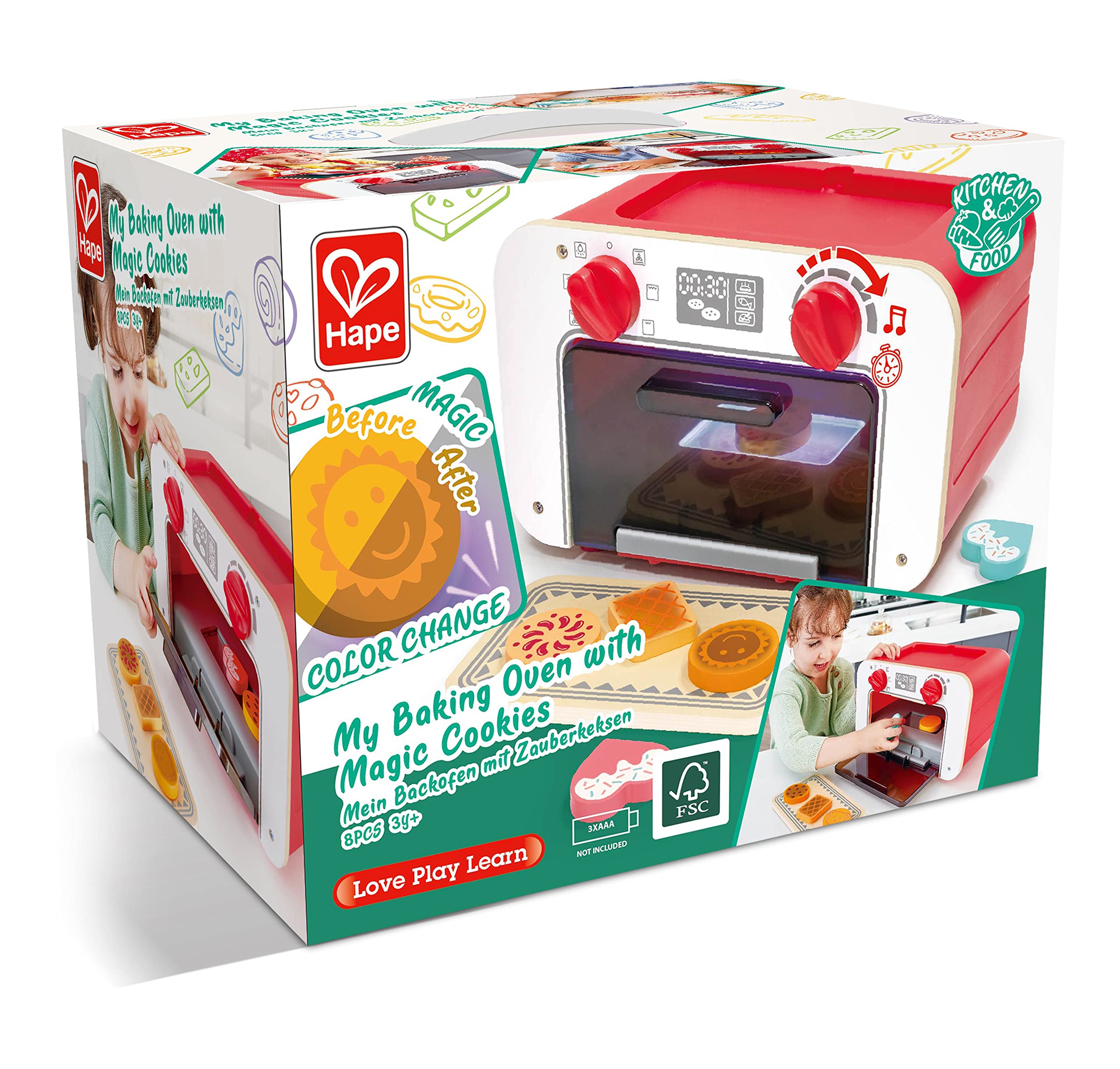 Hape packaging image invites families to start pretend kitchen adventures.