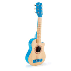 Hape blue 26-inch kids guitar front view for beginner practice.