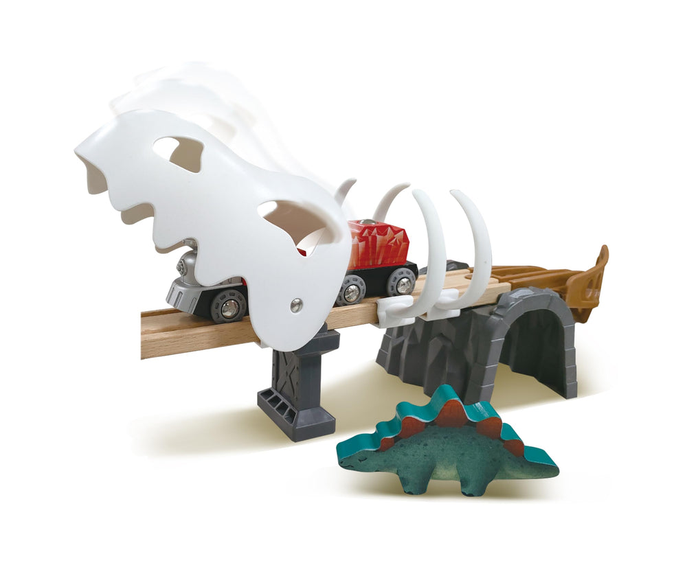 Hape Dinosaur Railway Adventure Set includes 30 accessories for storytelling
