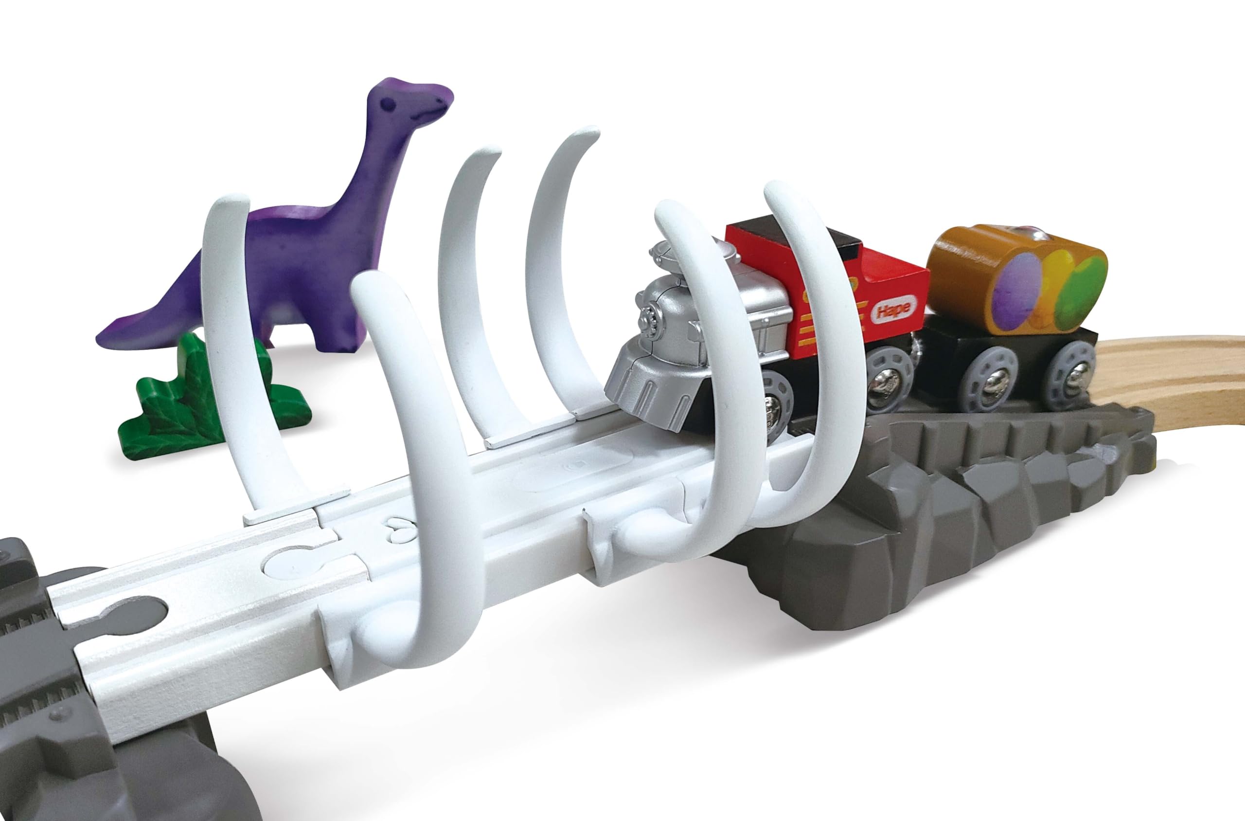 Hape Dinosaur Railway crane with cargo adds interactive loading moments