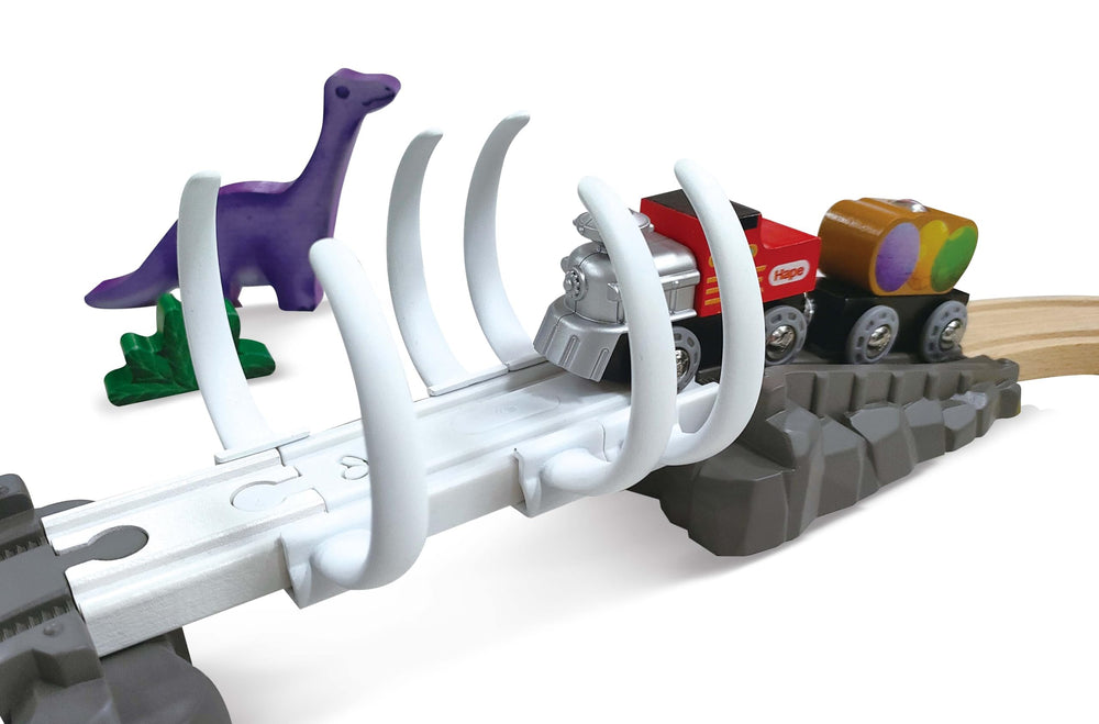 Hape Dinosaur Railway crane with cargo adds interactive loading moments