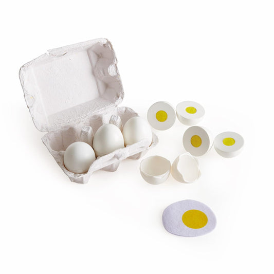 Hape egg carton with six eggs for imaginative breakfast play