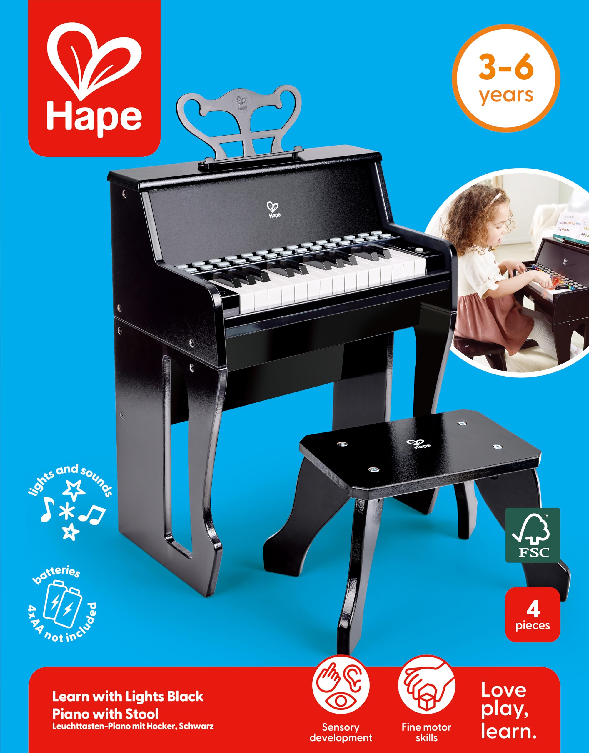 Hape Learn with Lights powered by cable or batteries for flexibility