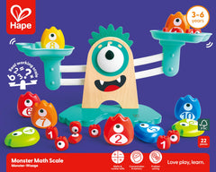 Hape Math Monster Scale built with wood and water-based paint for safety.