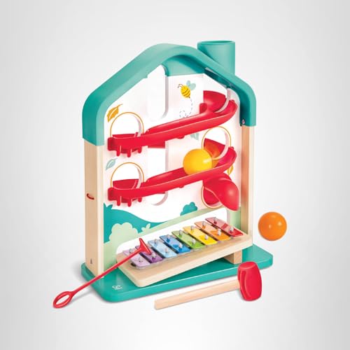 Hape Melody Mansion xylophone play highlights melodic exploration and sensory feedback