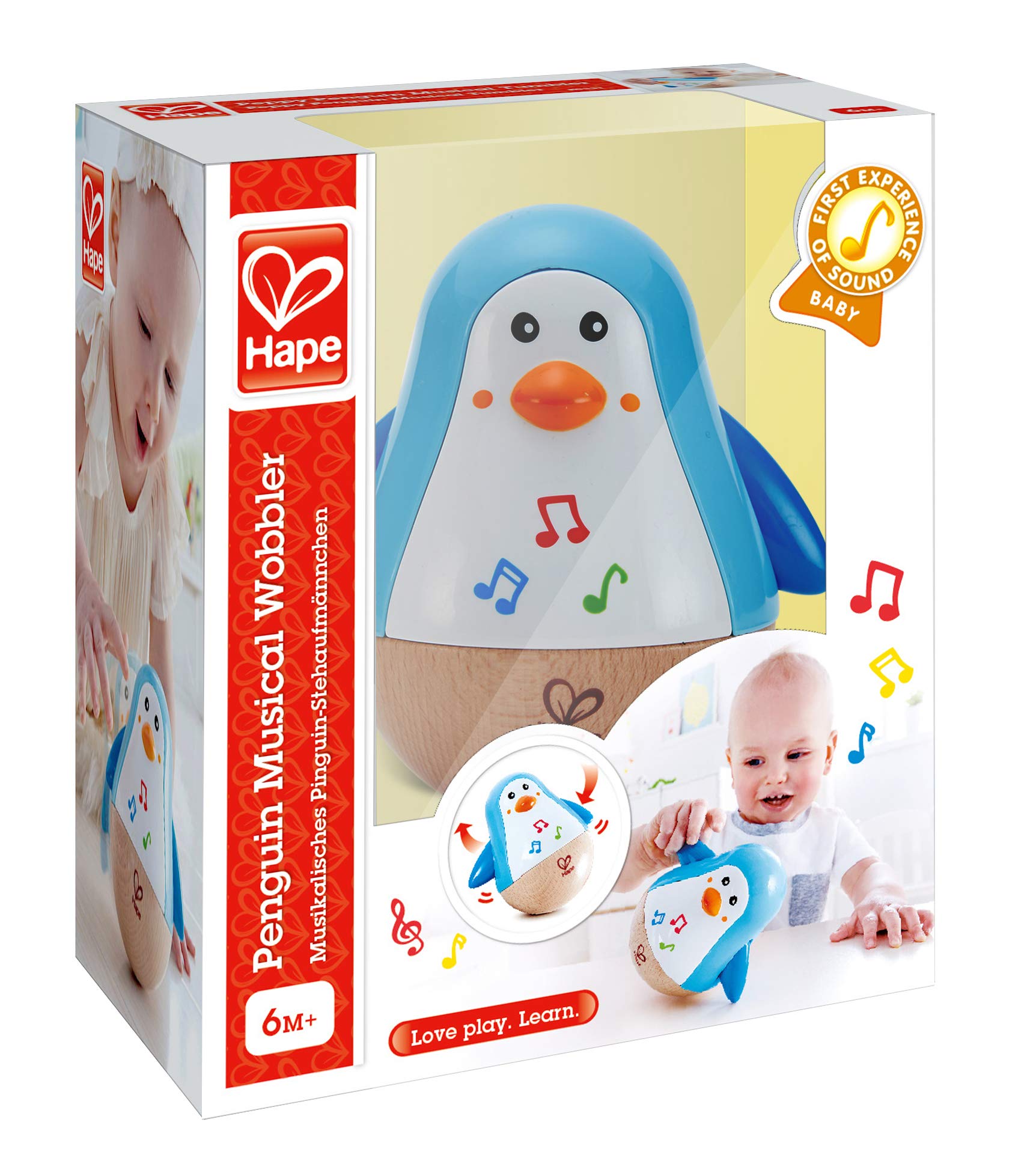 Hape Penguin Music Wobbler child-safe wood construction for durability