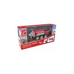 Hape propeller steam engine on track with wooden railway compatibility for imaginative play
