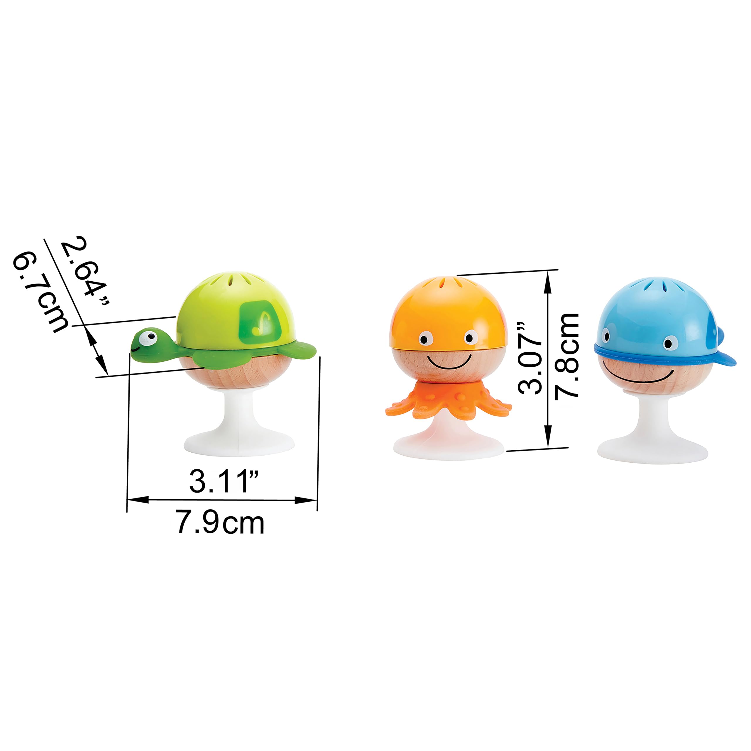 Hape Put-Stay Rattle Set whale rattle offers varied sounds for sensory play