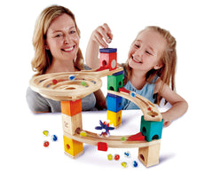 Hape Quadrilla Race to Finish color blocks illustrate varied functions for creative play.