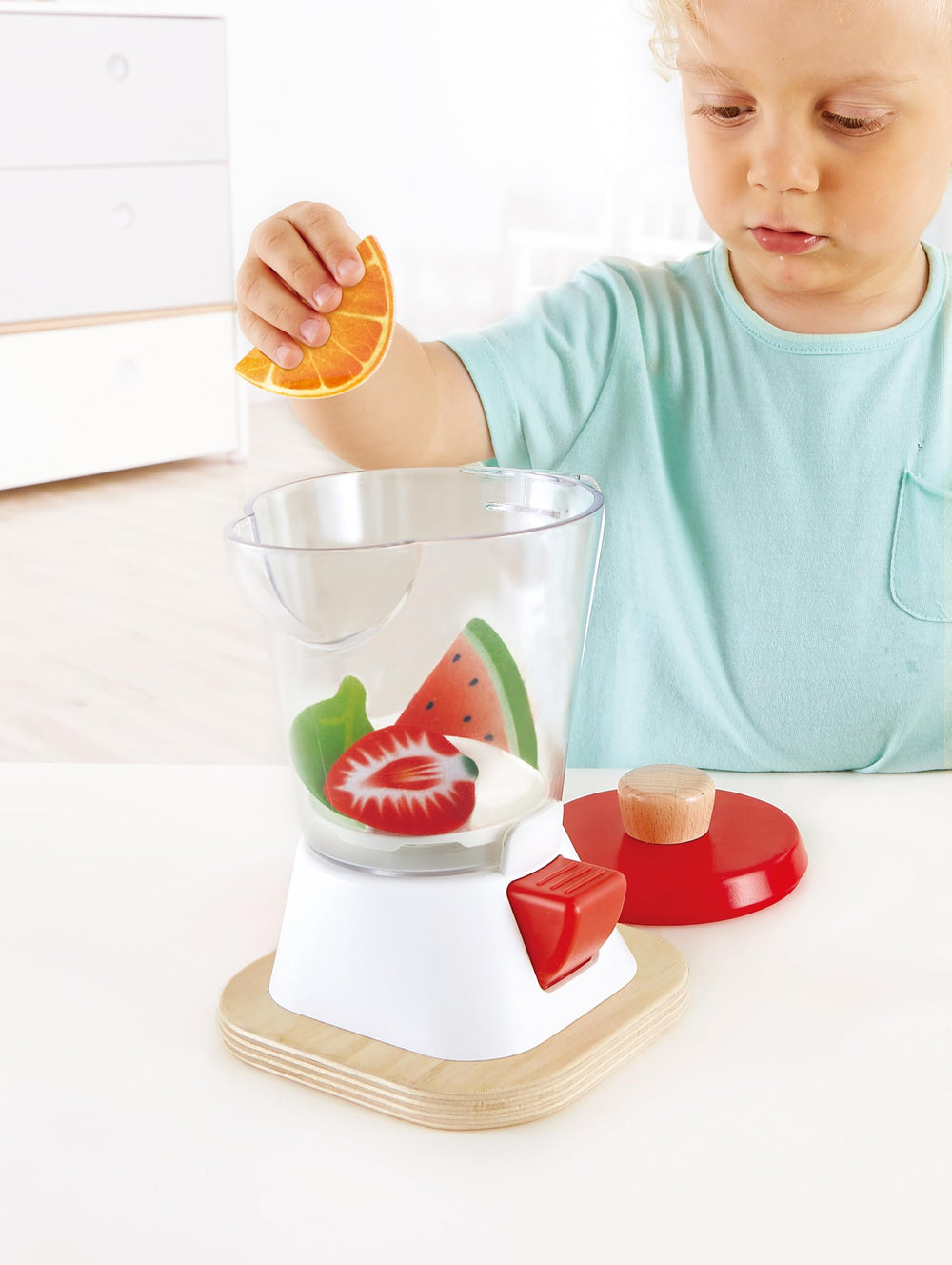 Hape Smoothie Blender is suitable for ages 3 and up
