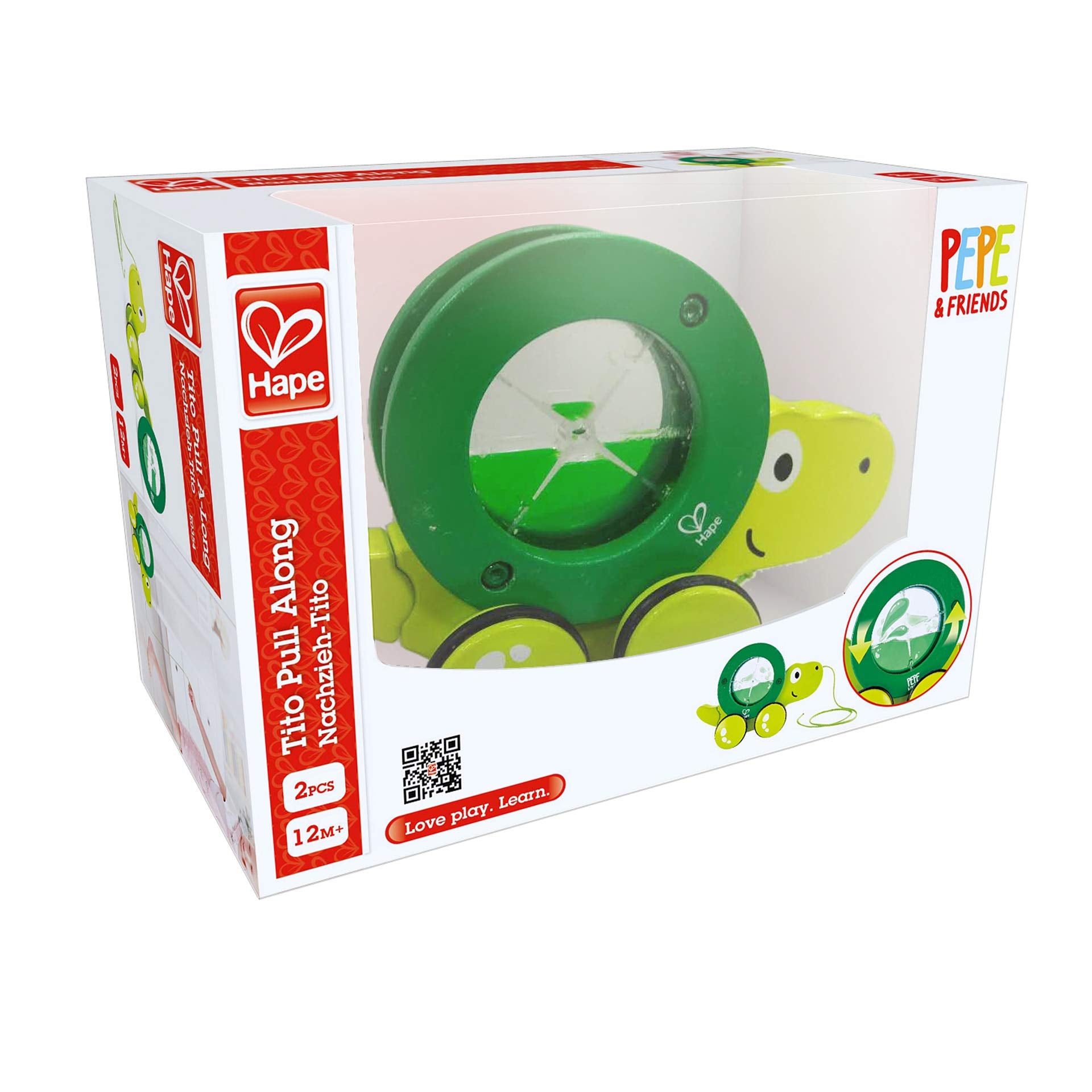 A playful learning buddy from Hape, aligned with safety standards.