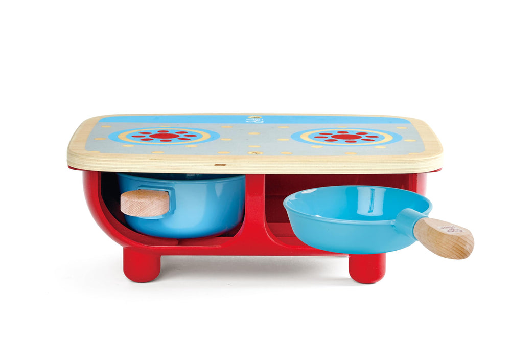 Hape Toddler Kitchen Set knobs-click image shows audible feedback during pretend cooking