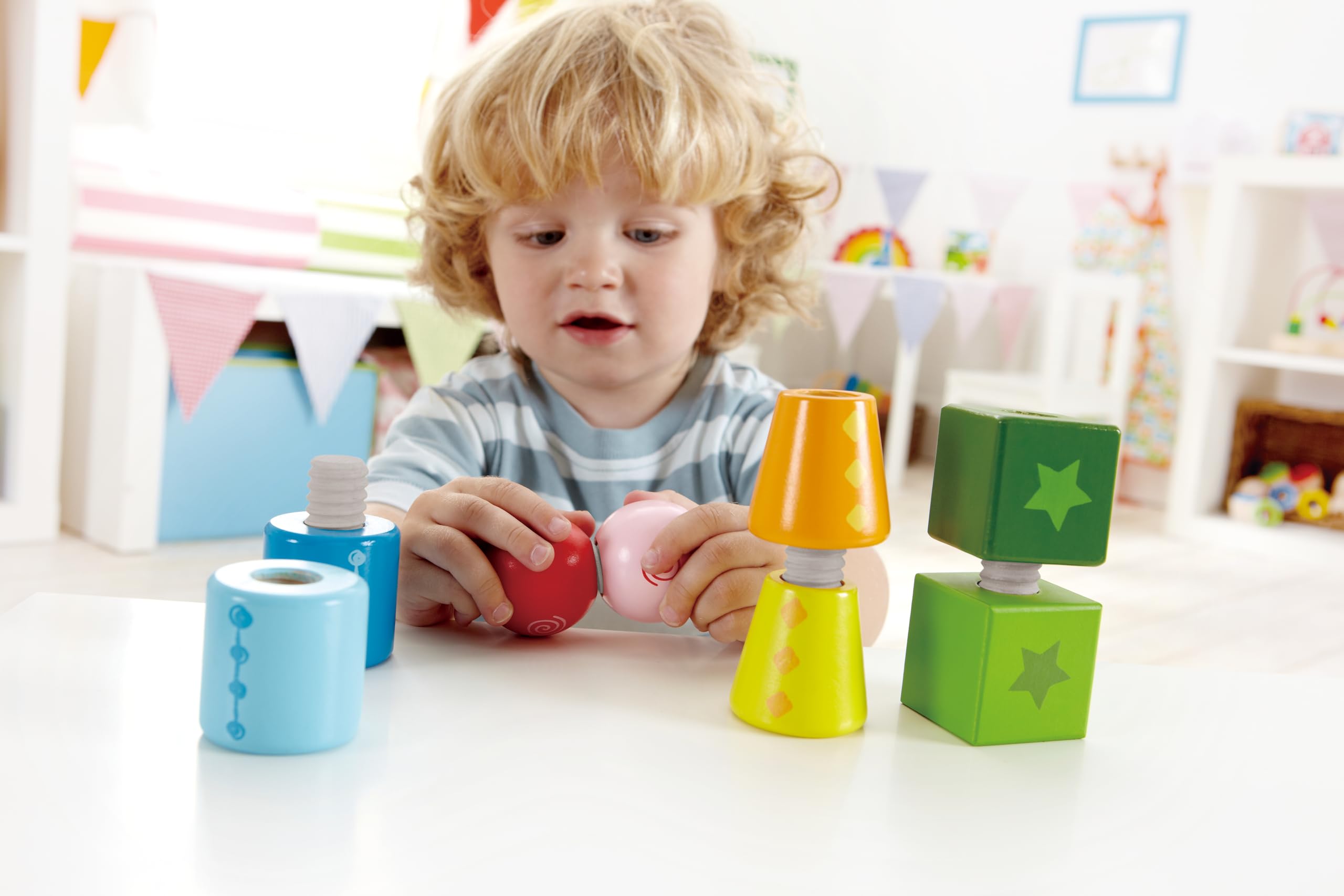 Hape Twist and Turnables colorful shapes show endless building possibilities