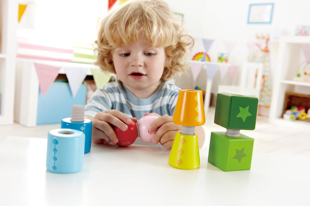 Hape Twist and Turnables colorful shapes show endless building possibilities