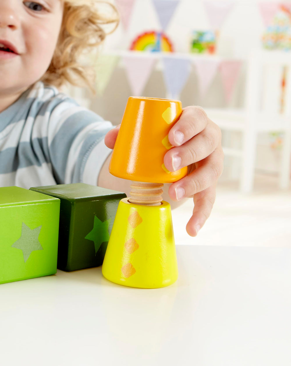 Hape Twist and Turnables wooden construction provides sturdy play components