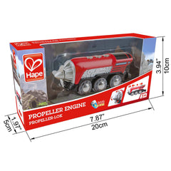 Hape wooden railway compatible engine with magnet joints connects to other cars