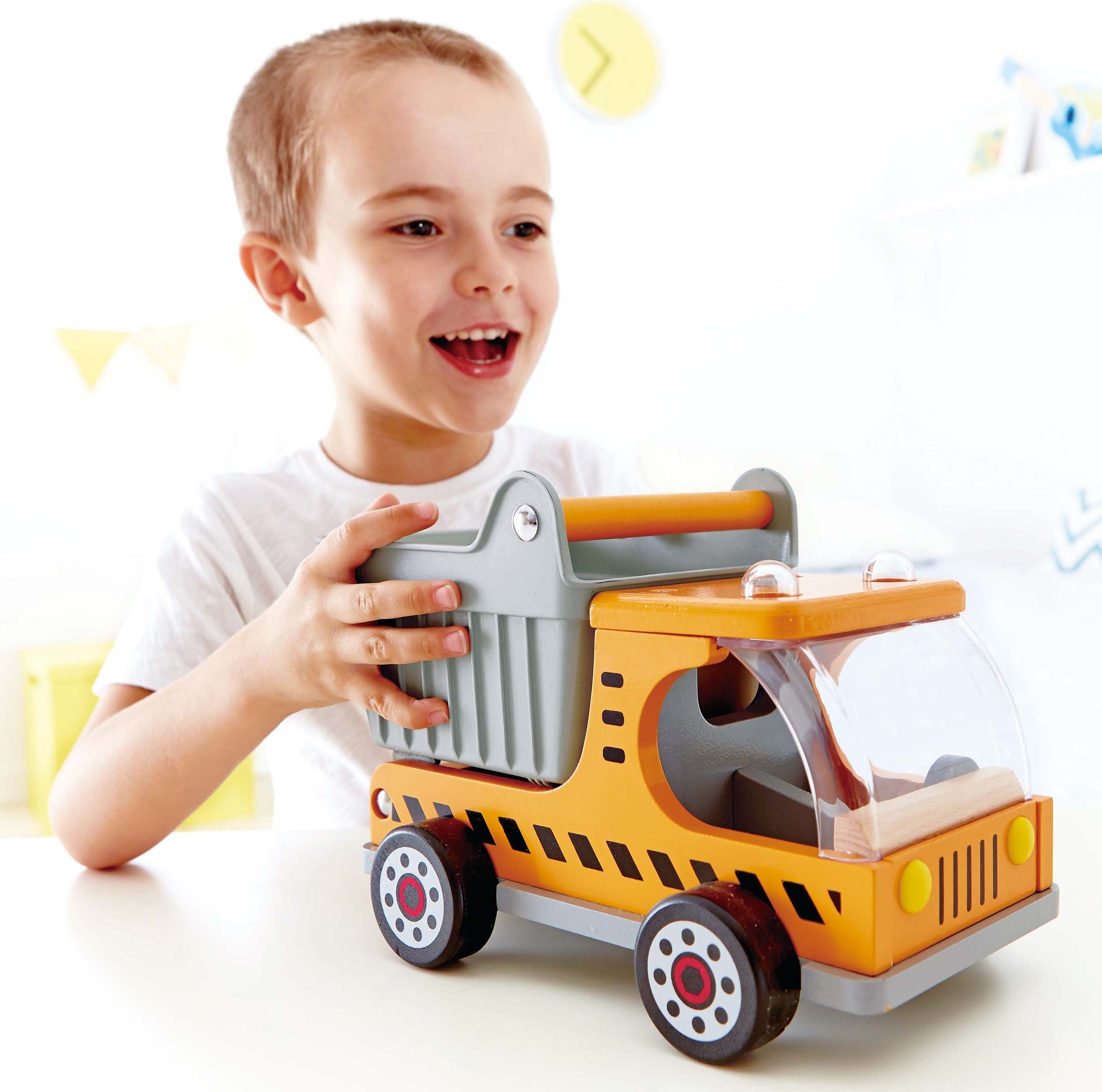Hape wooden toy features water-based finishes for safe, long-lasting color.