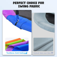 Hapfan 40-inch rainbow saucer swing for kids and adults outdoors.