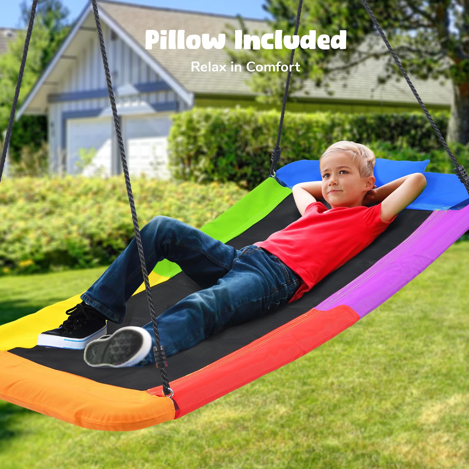 Hapfan swing with 800 lbs capacity suitable for kids and adults.