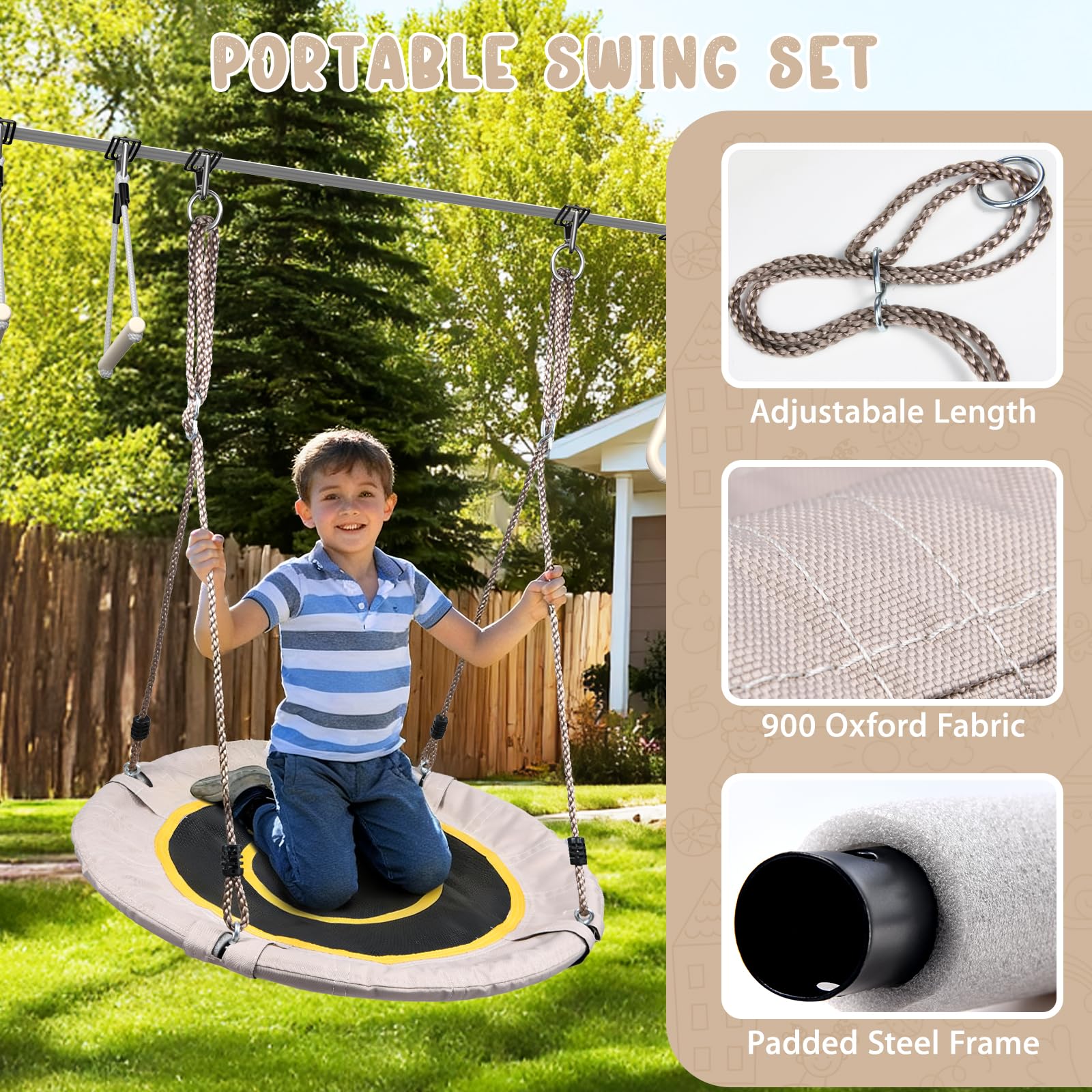 Hapfan monkey bars and ninja wheel setup for energetic kids