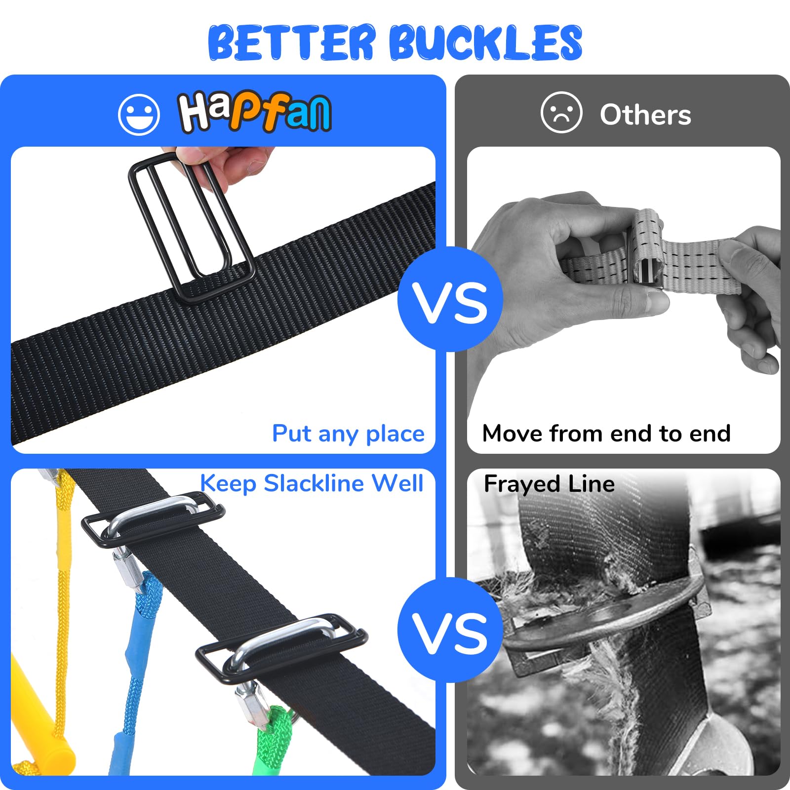 Hapfan new buckle design speeds setup safely.