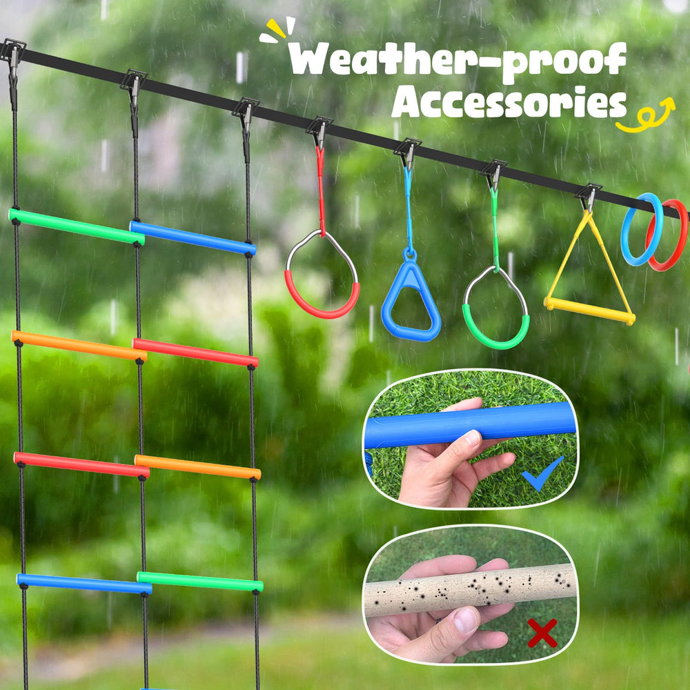 Hapfan portable playset easy to move outdoors.