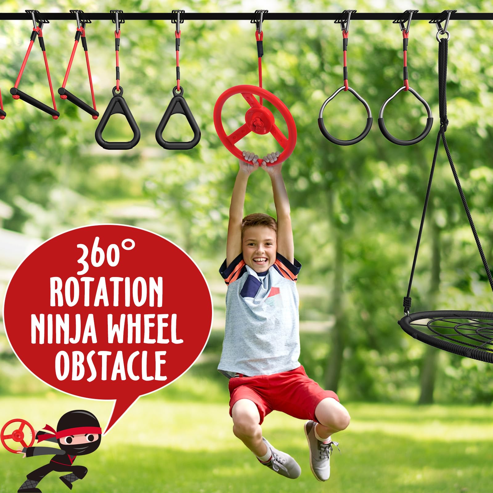 Hapfan portable slackline swing set easy to transport for parks or camping.