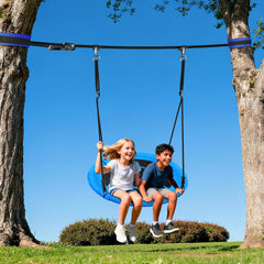 Hapfan slackline swing between trees for quick backyard setup and family play