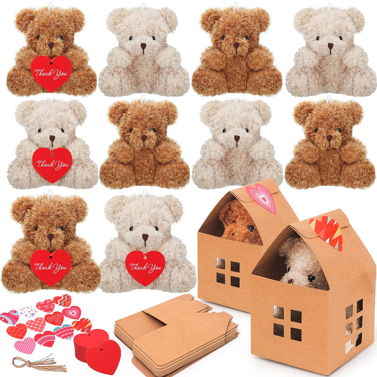 HAPGFS mini bears in brown and apricot ready for party favors.