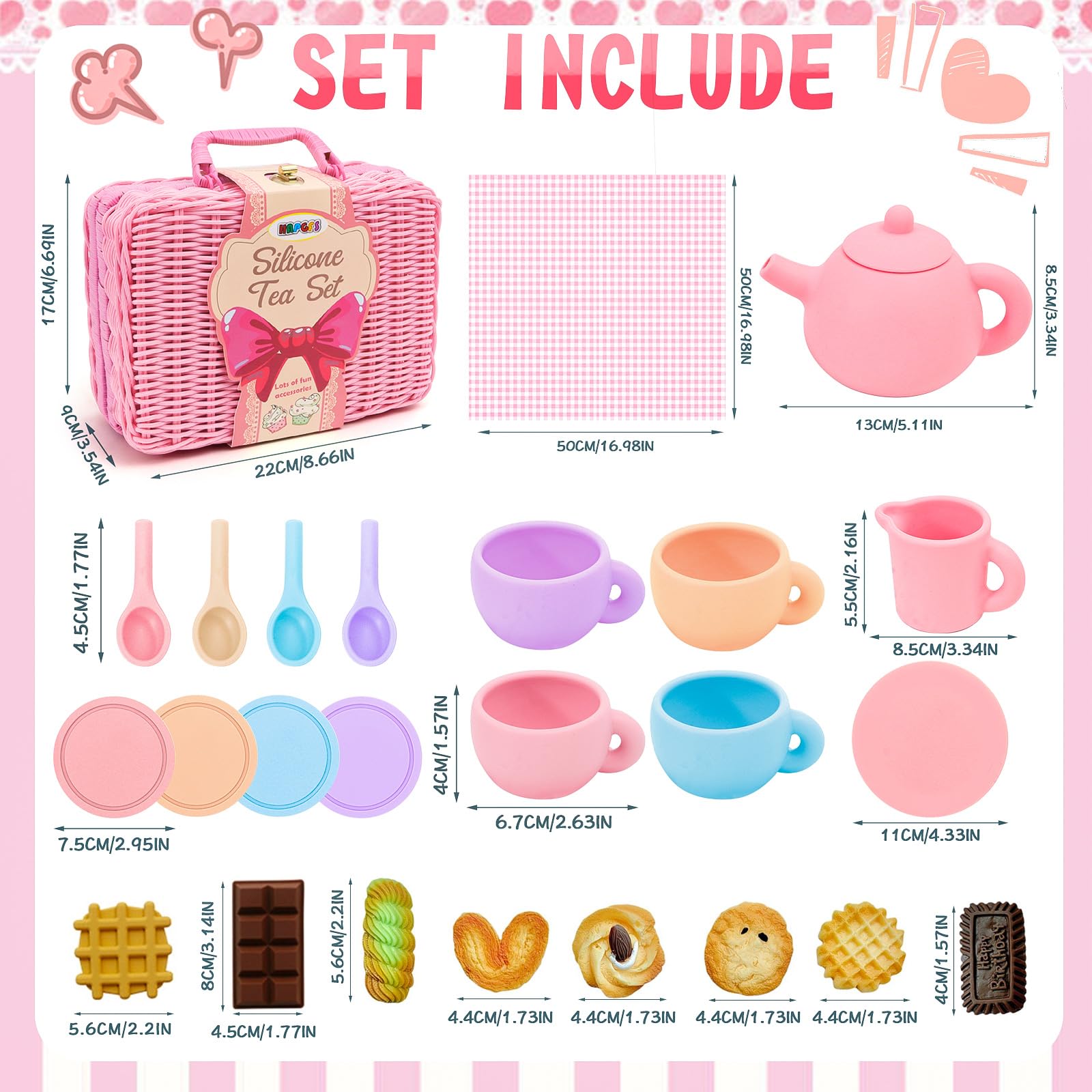 HAPGFS silicone coasters help protect surfaces during pretend tea time.