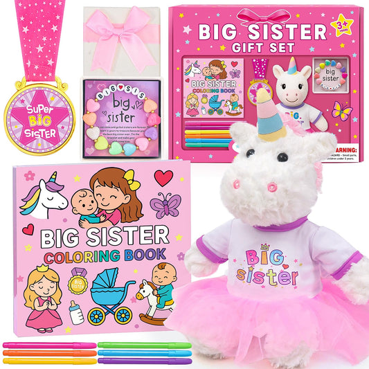 HAPGFS unicorn plush with Big Sister outfit, soft and comforting