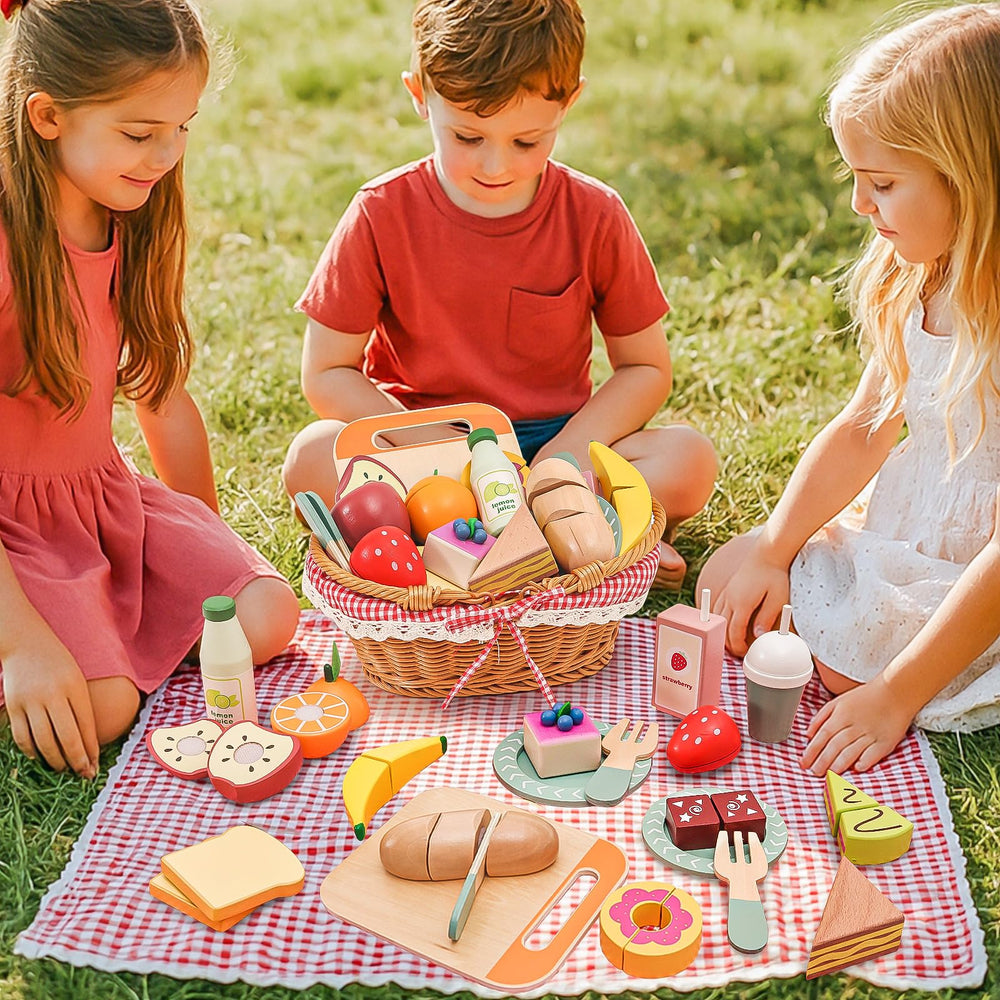 HAPGFS wooden play food bakery treats to spark creative kitchen pretend play.