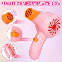 Hapgo pretend blow dryer adds realistic airflow and sound for authentic salon play.