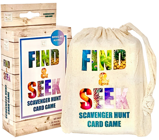 Hapinest Find and Seek game with 35 illustrated cards for engaging indoor play.