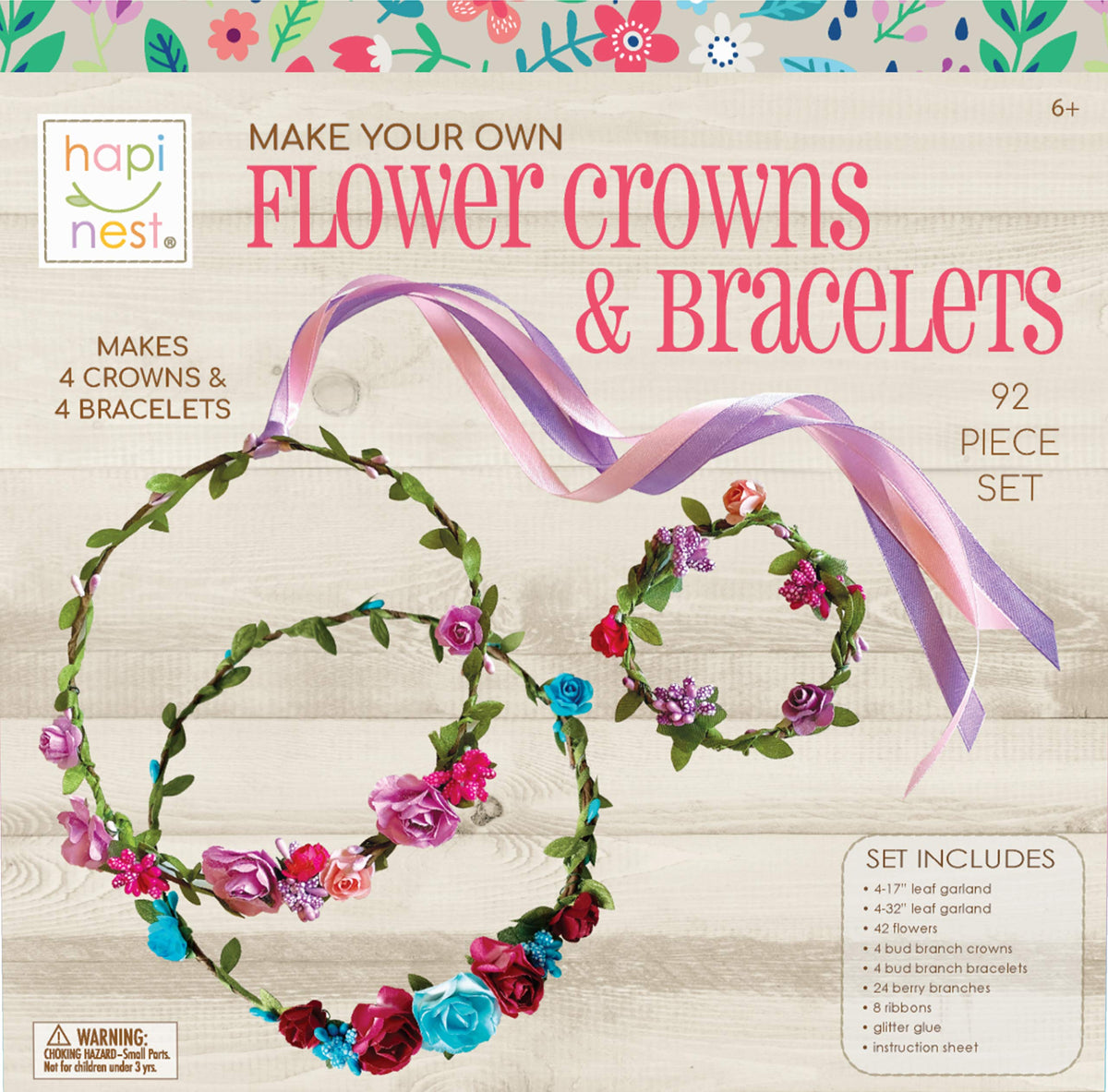 Hapinest Flower Crown Kit Contents displayed for creative girl-friendly DIY play