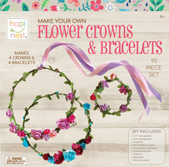 Hapinest Flower Crown Kit Contents displayed for creative girl-friendly DIY play
