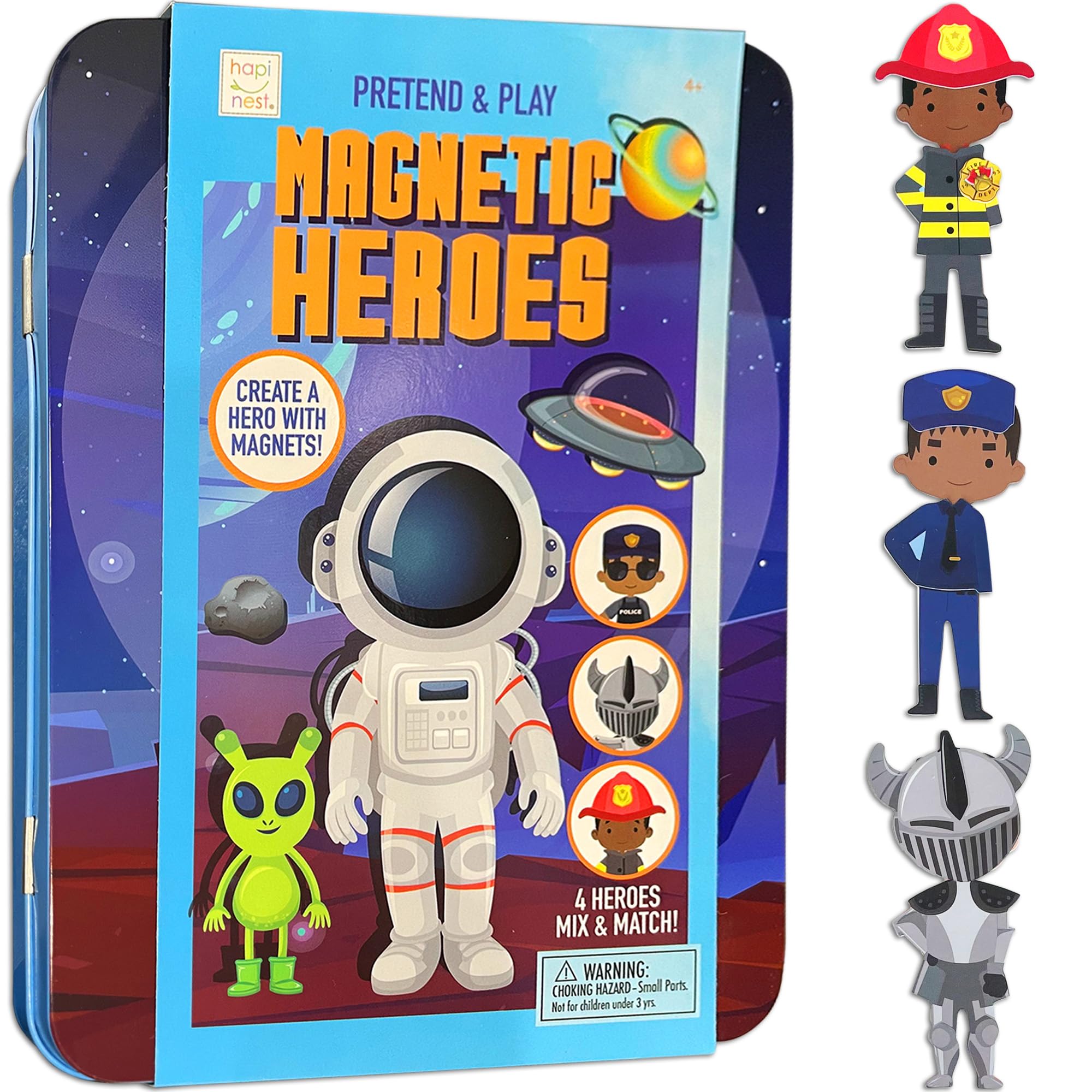 Hapinest Magnetic Heroes fireman magnet on tin for imaginative play on the go
