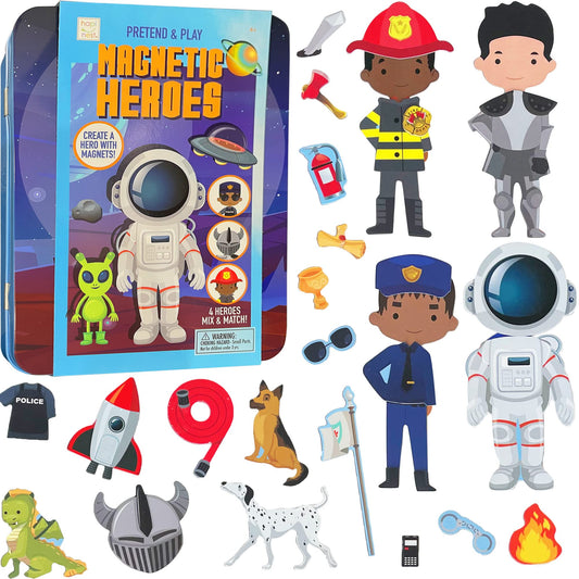 Hapinest Magnetic Heroes policeman magnet with knight backdrop for storytelling on the go