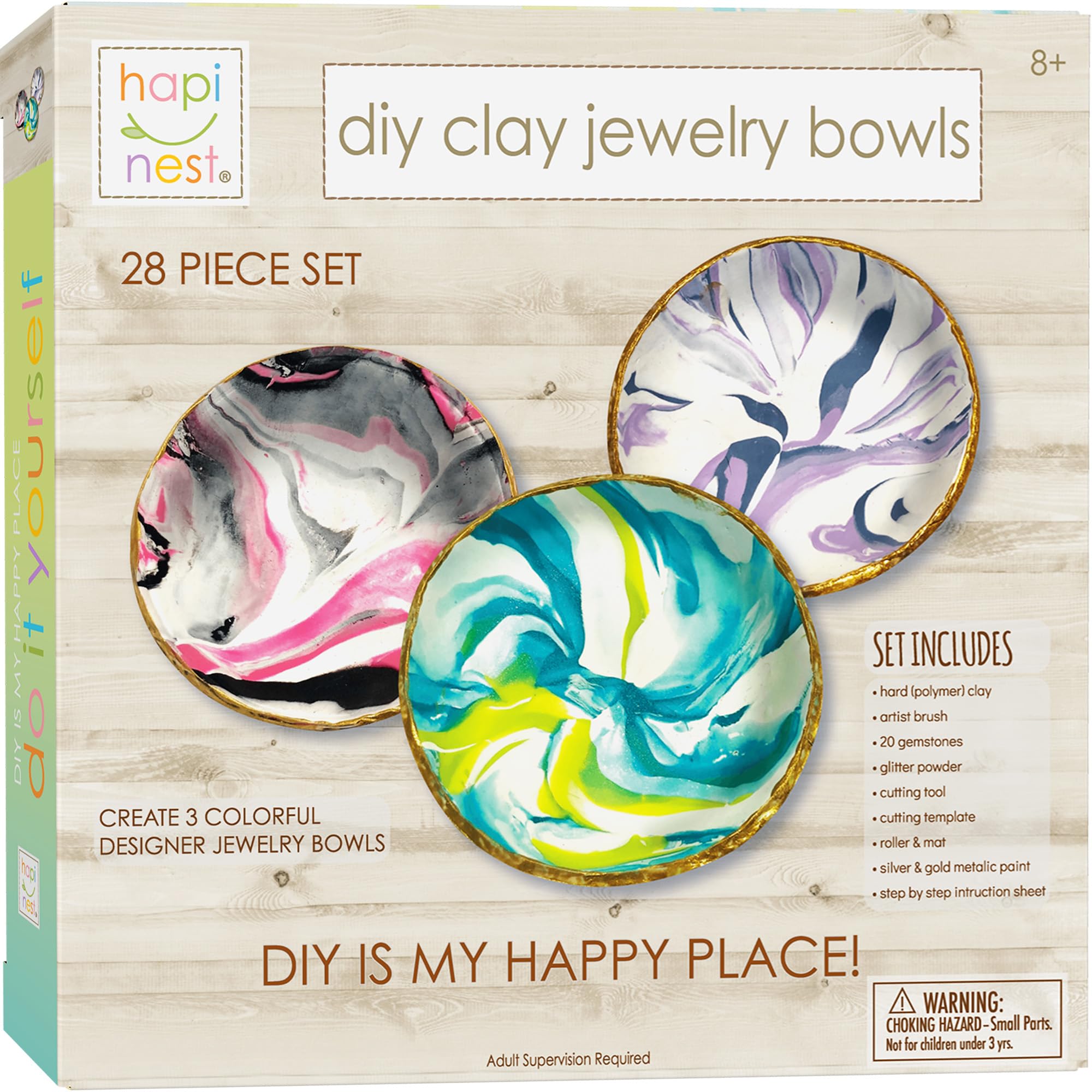 Hapinest clay jewelry dish kit – three colorful dishes for organized storage