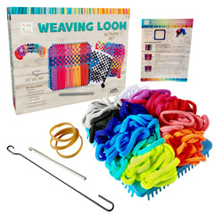 Hapinest weaving loom table setup shown for easy, mess-free crafting
