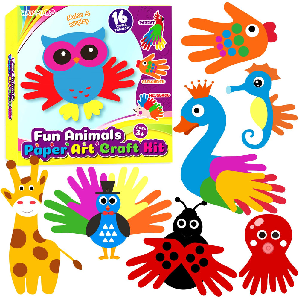 HAPMARS Animals Handprint Kit packaging invites kids to start creative crafts.