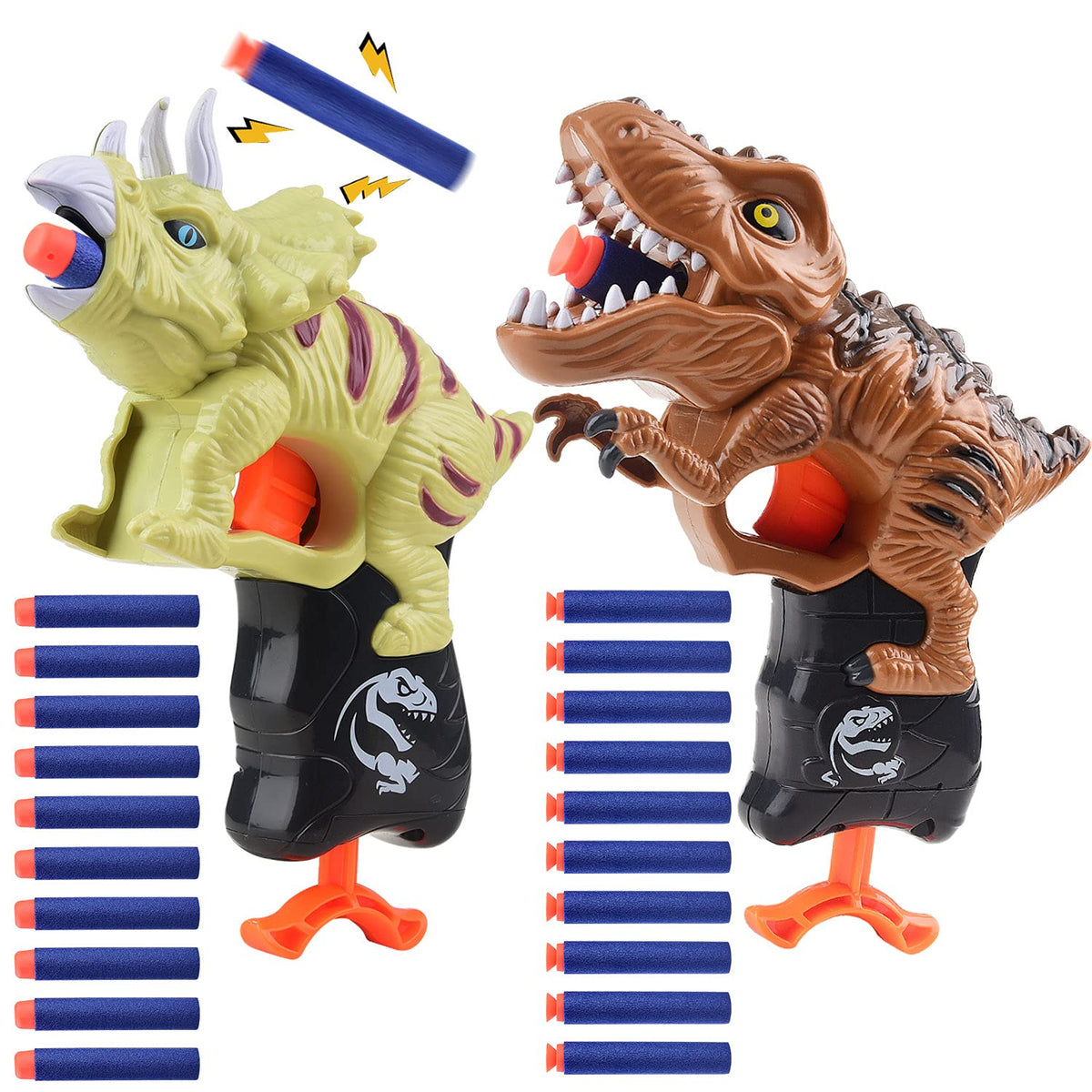 Happitry dino blaster T-Rex with foam darts for safe outdoor play.