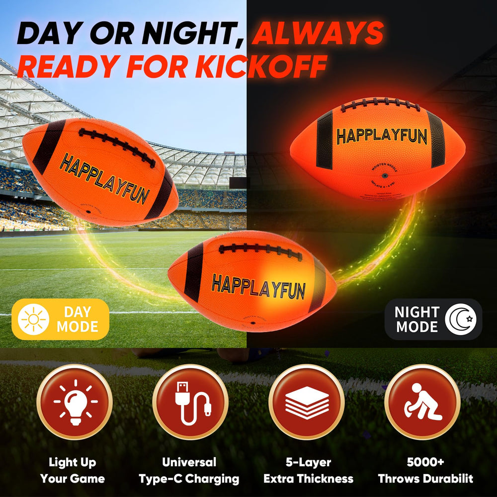 Happlayfun junior-size rubber football with grip-friendly texture for young players.