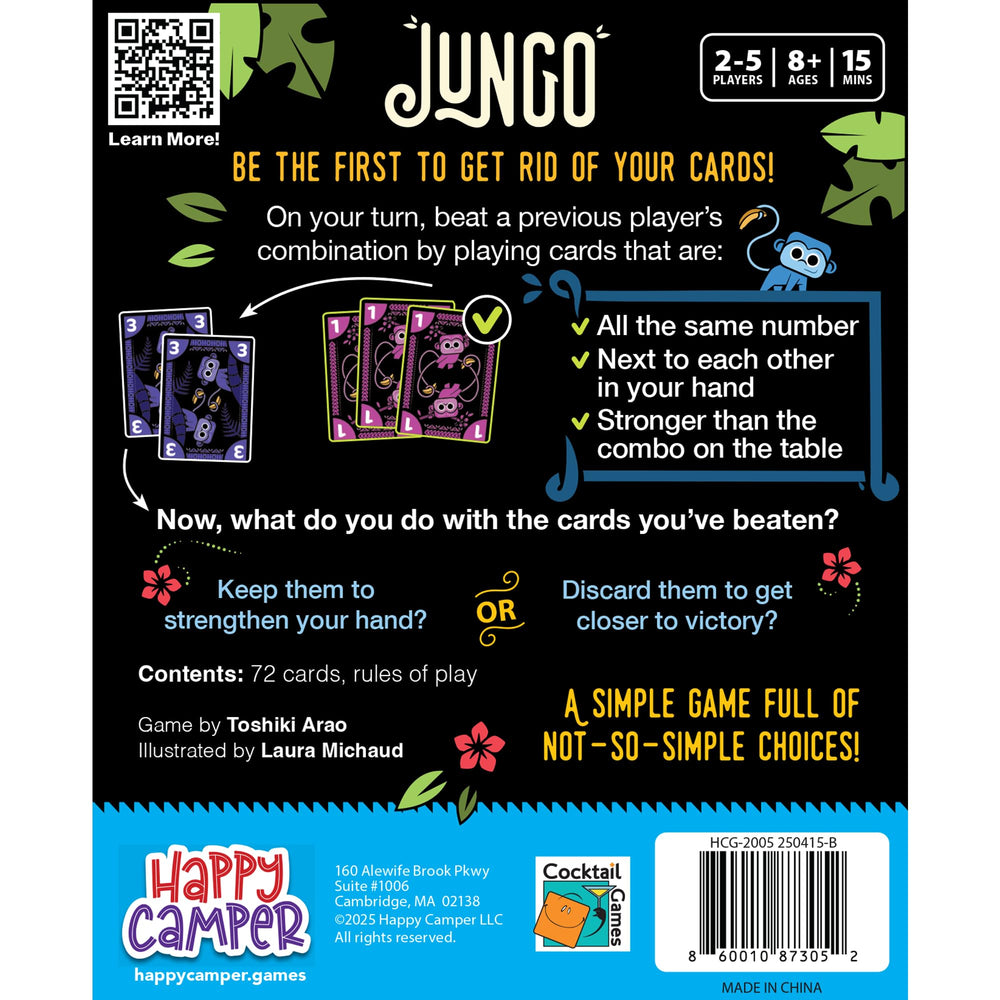 Happy Camper Jungo discard-or-keep decision moments heighten tension and engagement.