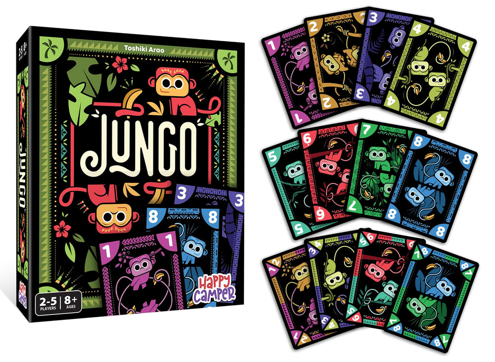 Happy Camper Jungo table-play shows players strategizing during a friendly round.